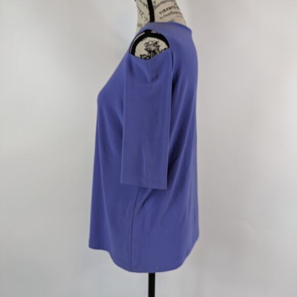 Clara Sunwoo Women's XS Blouse Periwinkle Blue Cut-Out 3/4 Sleeve Work Top - Picture 2 of 11